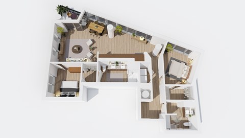 Floor plan for 2 beds, 2 baths, 1139 sqft